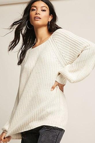 Forever21 Selfie Leslie Ribbed Balloon-sleeve Sweater