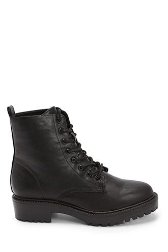 Forever21 Faux Leather Combat Ankle Boots