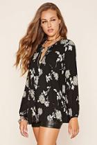 Forever21 Contemporary Floral Print Cutout Top