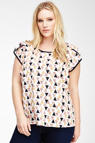 Forever21 Plus Size Triangle Print Chiffon Blouse