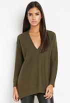 Love21 Women's  Oversized V-neck Sweater (hunter Green)