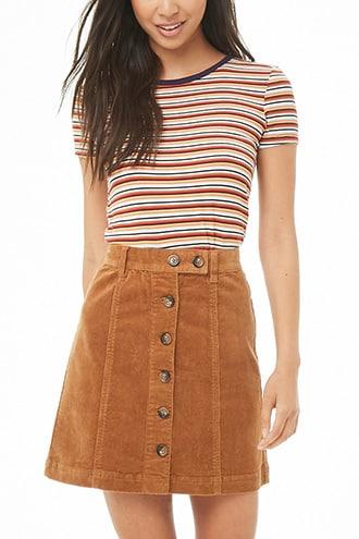 Forever21 Corduroy Button-front Mini Skirt