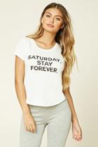 Forever21 Women's  Saturday Stay Forever Pj Tee