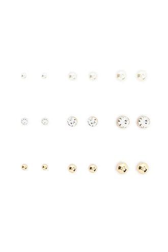 Forever21 Faux Pearl & Rhinestone Stud Set