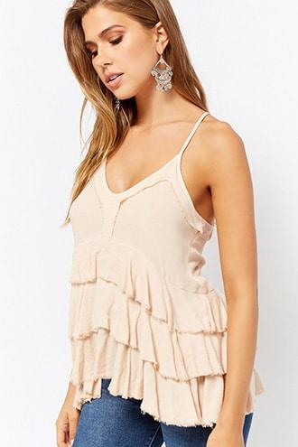 Forever21 Vintage Havana Frayed Tiered Top