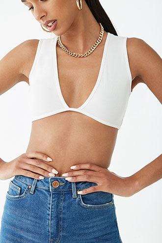 Forever21 Ribbed Plunging Crop Top