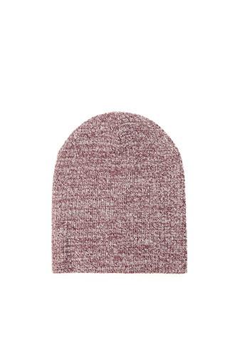 Forever21 Heathered Knit Beanie (burgundy/cream)