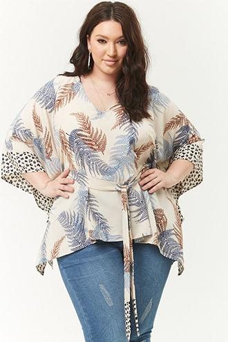 Forever21 Plus Size Foliage Print Kaftan