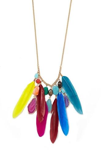 Forever21 Gold Feather Statement Necklace