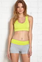 Forever21 Women's  Side Pocket Skinny Workout Shorts (light Grey/lime)