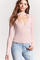 Forever21 Cutout Marled Knit Top