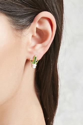 Forever21 Cactus Enamel Stud Earrings