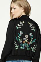 Forever21 Women's  Heartbreaker Embroidered Jacket