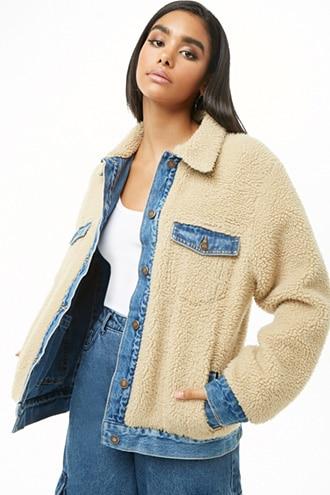 Forever21 Denim & Faux Shearling Reversible Jacket
