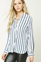 Forever21 Lace-up Striped Shirt