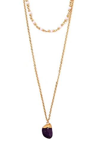 Forever21 Gold & Purple Layered Pendant Necklace