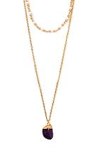 Forever21 Gold & Purple Layered Pendant Necklace