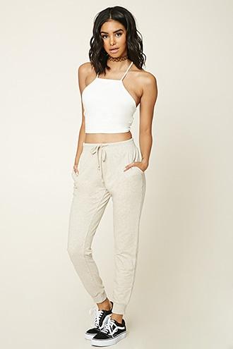 Forever21 Women's  Oatmeal Drawstring Sweatpants