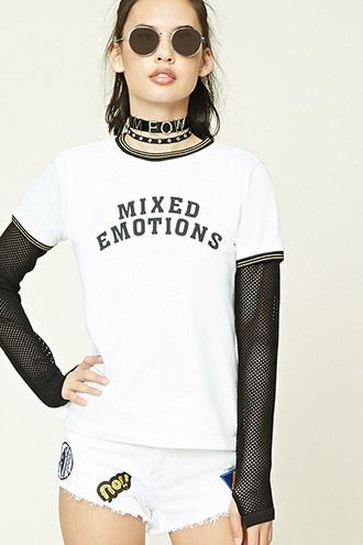 Forever21 Women's  Mixed Emotions Ringer Tee