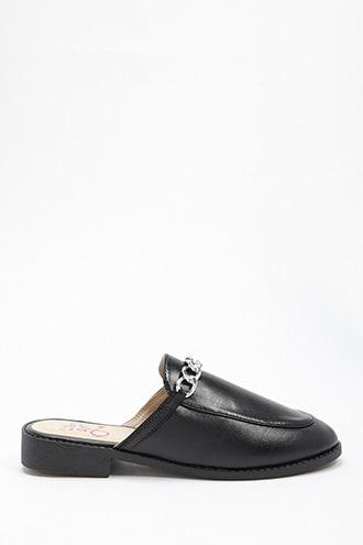Forever21 Metallic Faux Leather Loafer Mules