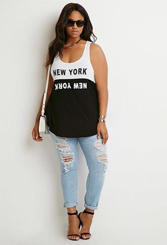 Forever21 Plus New York Contrast-paneled Tank