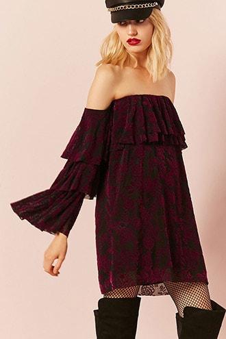 Forever21 Velvet Floral Mini Dress