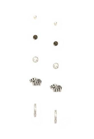 Forever21 B.silver & Grey Elephant Stud Set