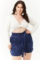 Forever21 Plus Size Relaxed Satin Paperbag Shorts