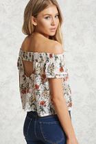 Forever21 Floral Print Sheer Lace Top