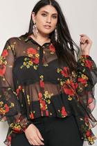 Forever21 Plus Size Sheer Floral Shirt