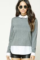 Forever21 Collared Pinstripe Top