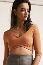 Forever21 Ribbed Knit Cross-front Crop Top
