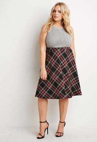 Forever21 Plus Plaid A-line Skirt
