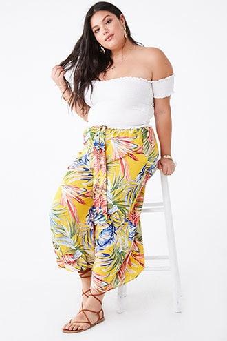 Forever21 Plus Size Tropical Palazzo Pants