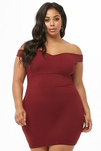 Forever21 Plus Size Off-the-shoulder Mini Bodycon Dress