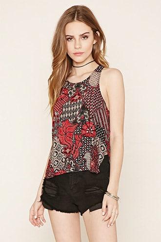 Forever21 Abstract Floral Print Top