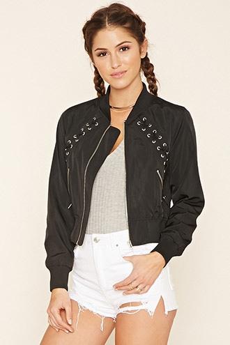 Forever21 Women's  Crisscross-front Bomber Jacket