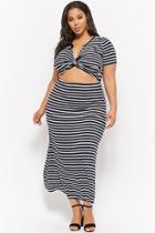 Forever21 Plus Size Striped Twist-front Maxi Dress