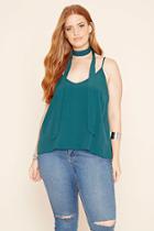 Forever21 Plus Women's  Dark Green Plus Size Tie-neck Cami