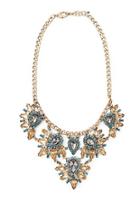 Forever21 Rhinestone Petal Statement Necklace (antic Gold/blue)