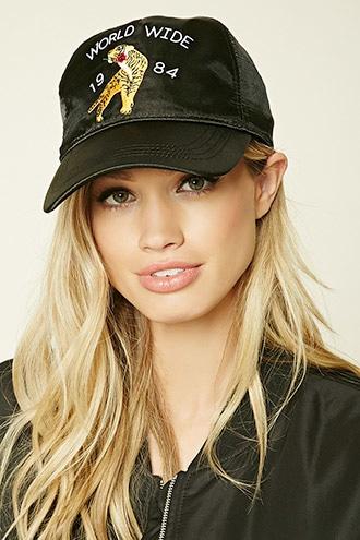 Forever21 Women's  Satin Worldwide 1984 Tiger Hat