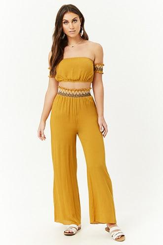 Forever21 Embroidered Wide-leg Pants