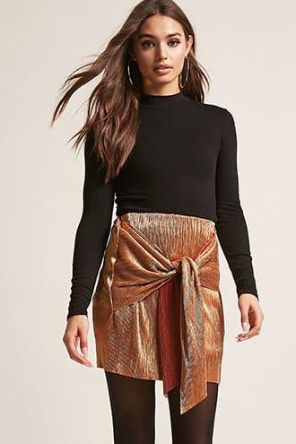 Forever21 Accordion Pleated Tie-front Skirt