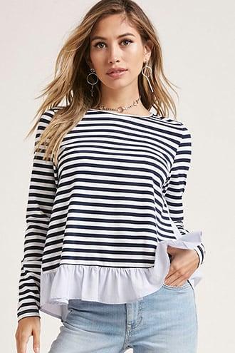 Forever21 Striped Drop-hem Top