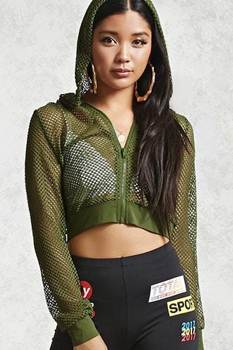 Forever21 Sheer Mesh Zip-up Jacket
