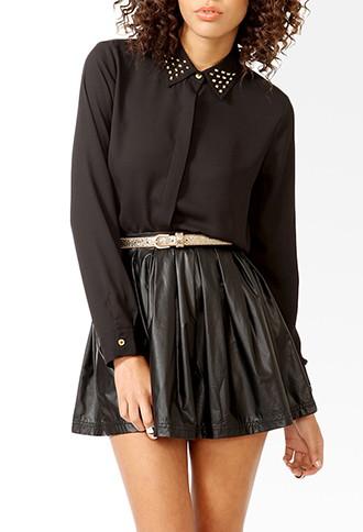 Forever21 Studded Collar Button Up