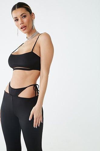 Forever21 Cropped Cutout Cami & Flare Pants Set