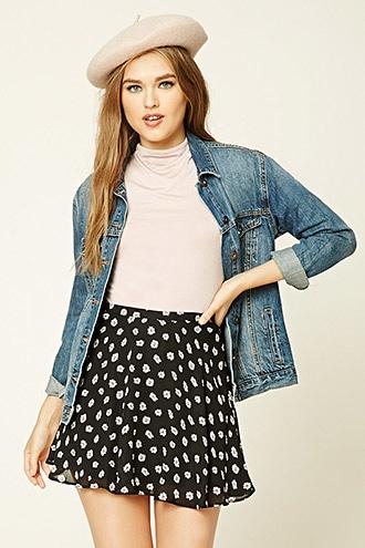 Forever21 Women's  Floral Daisy Mini Skirt