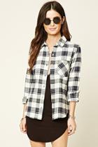 Forever21 Women's  Navy & Cream Tartan Plaid Flannel Shirt