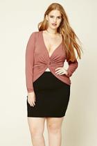 Forever21 Plus Women's  Mauve Plus Size Twist-front Top
